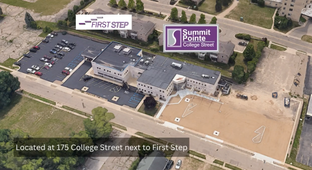 Sky view of Summit Pointe and First Step in Battle Creek, Michigan.