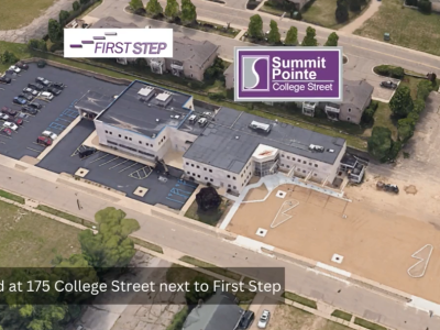 Sky view of Summit Pointe and First Step in Battle Creek, Michigan.