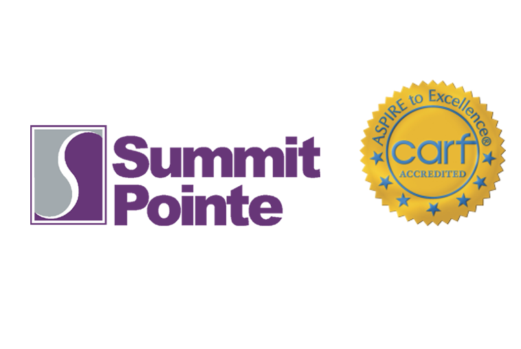 Logo for Summit Pointe in Calhoun County, Michigan, which is accredited by CARF.